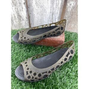 Crocs Adrina Jelly Bubble Detail Sandal Ballet Rubber Green Shoes Women's 8